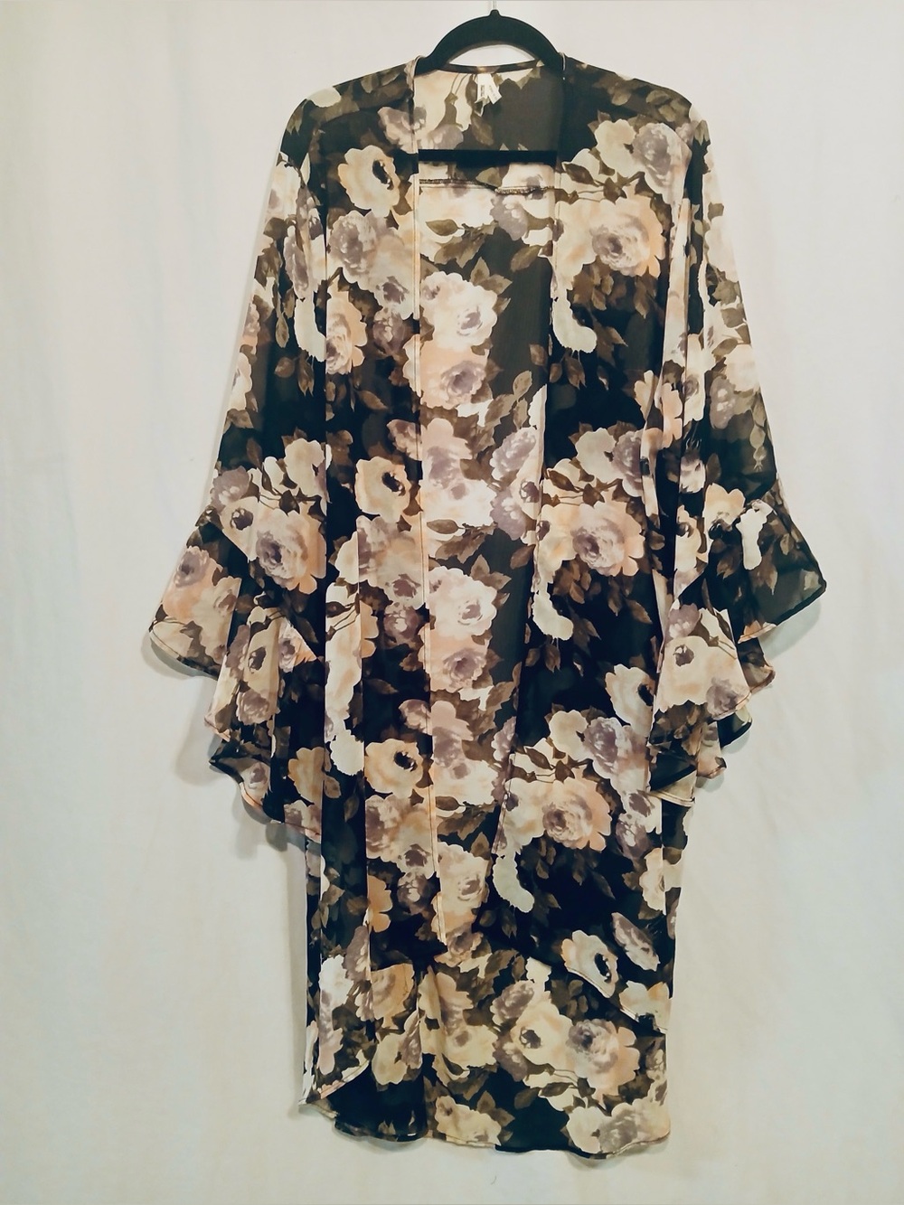 Sheer Black Floral Cardigan